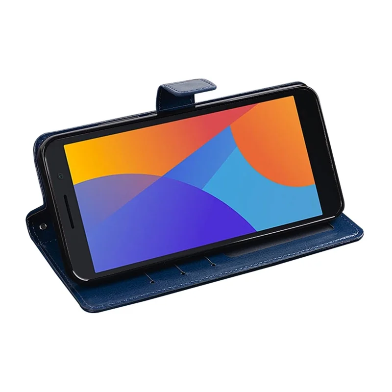 For Alcatel 1 (2021) Crazy Horse Leather Folio Flip Case Wallet Stand Magnetic Mobile Phone Cover - Rose