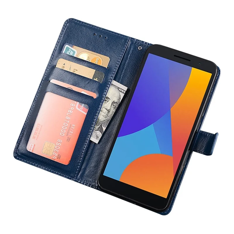 For Alcatel 1 (2021) Crazy Horse Leather Folio Flip Case Wallet Stand Magnetic Mobile Phone Cover - Rose