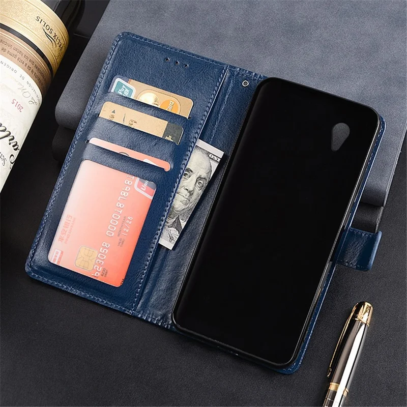 For Alcatel 1 (2021) Crazy Horse Leather Folio Flip Case Wallet Stand Magnetic Mobile Phone Cover - Rose