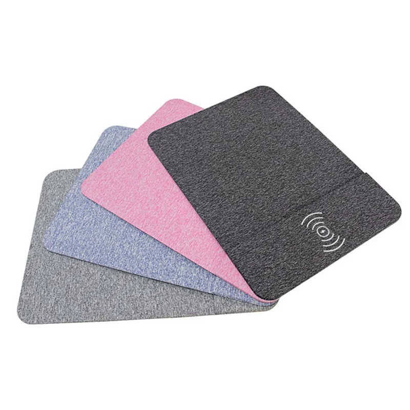 Multifunctional 10W Qi Wireless Charging Mouse Pad Cloth Texture Non-Slip Mouse Mat with Indicator Light for Home Office - Blue