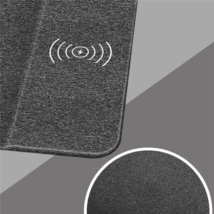 Multifunctional 10W Qi Wireless Charging Mouse Pad Cloth Texture Non-Slip Mouse Mat with Indicator Light for Home Office - Pink