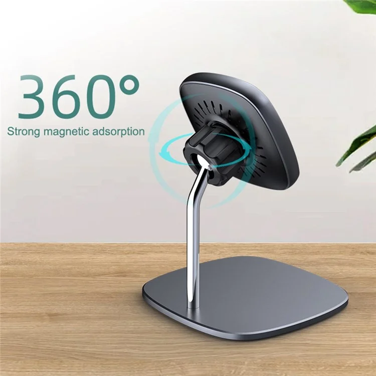 Lohee W-32 15W Certificado Qi Desktop Cargo de Carga Inalámbrica Cargador Inalámbrico Magnético - Gris Oscuro