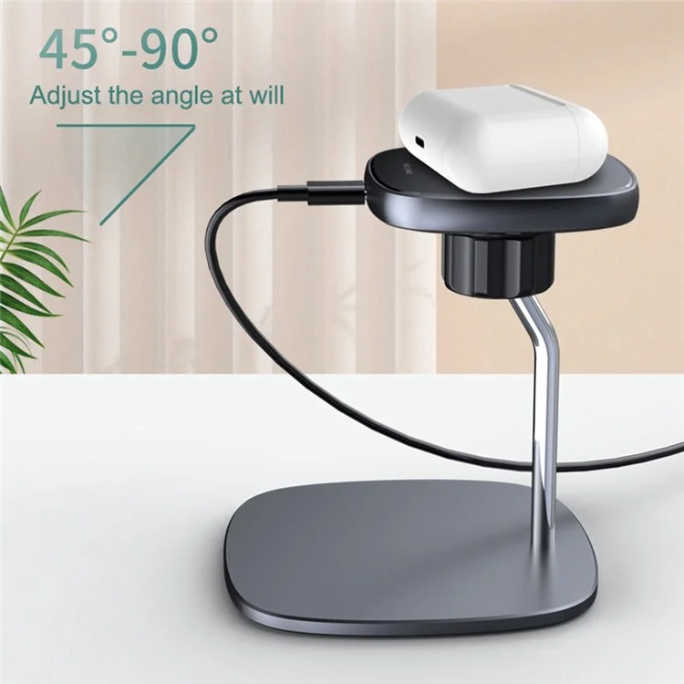 Lohee W-32 15W Certificado Qi Desktop Cargo de Carga Inalámbrica Cargador Inalámbrico Magnético - Gris Oscuro