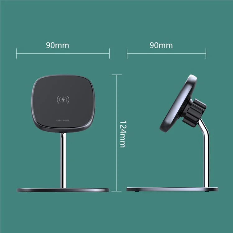 Lohee W-32 15W Certificado Qi Desktop Cargo de Carga Inalámbrica Cargador Inalámbrico Magnético - Gris Oscuro
