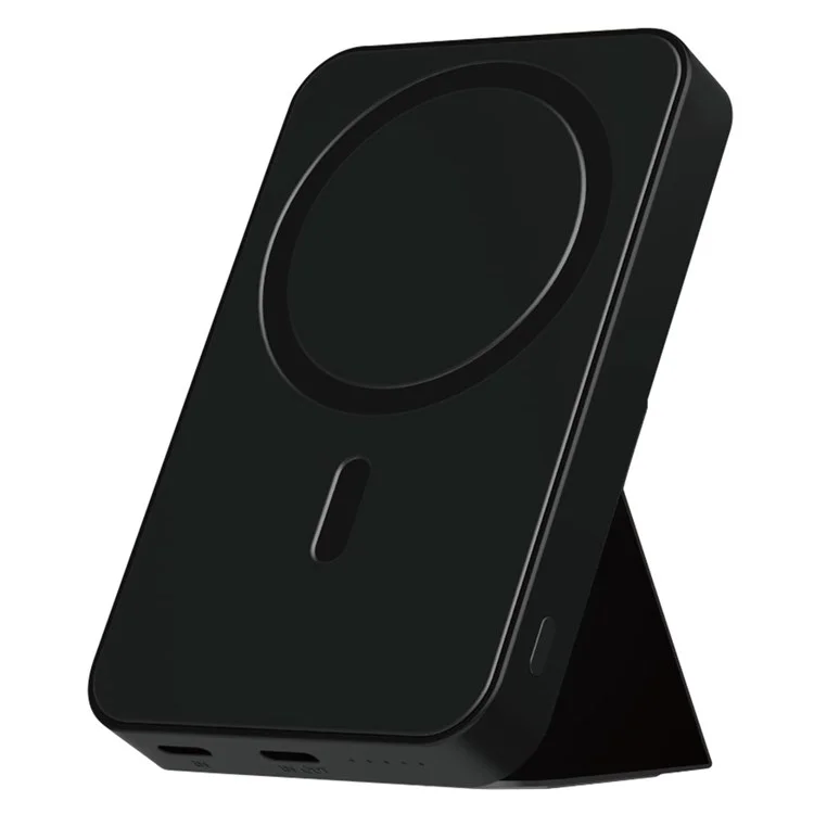 FMS-2W-HB 5000mah PD 20W Compatible Con Magia Magnetic Wireless Charging Kickstand Design Bank de Energía Externa - Negro