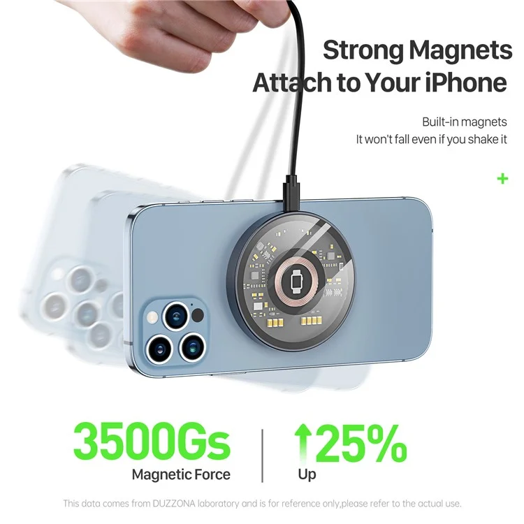 Duzzona W13 Transparent 15 w Max Schnellladeling Magnetic Wireless 