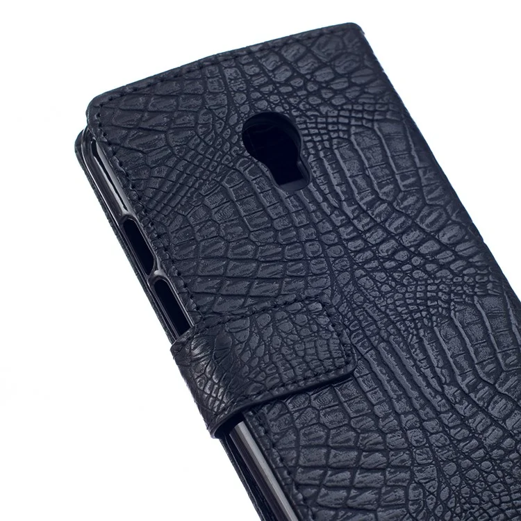 Crocodile Grain Leather Wallet Case for Alcatel OneTouch Pixi 4 (5) - Black