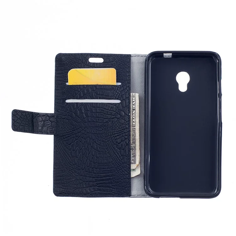 Crocodile Grain Leather Wallet Case for Alcatel OneTouch Pixi 4 (5) - Black
