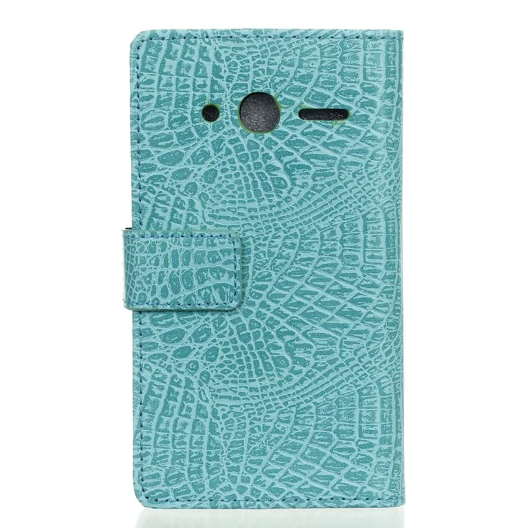 Crocodile Texture Leather Wallet Flip Shell for Alcatel OneTouch Pixi 4 (4) - Cyan