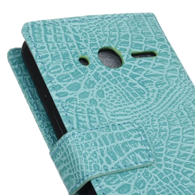 Crocodile Texture Leather Wallet Flip Shell for Alcatel OneTouch Pixi 4 (4) - Cyan