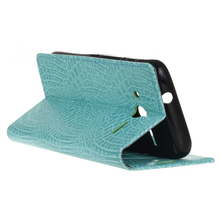 Crocodile Texture Leather Wallet Flip Shell for Alcatel OneTouch Pixi 4 (4) - Cyan