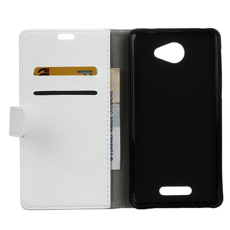 Flip Leather Wallet Cover for Alcatel OneTouch Pop 4S - White
