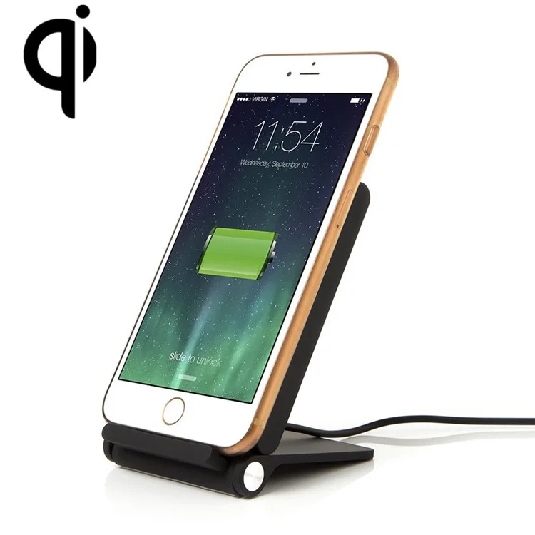 3 Coils Foldable Qi Wireless Charger Dock for iPhone 8/8 Plus/Samsung Galaxy Note7/ S7/S7 Edge Etc - Black