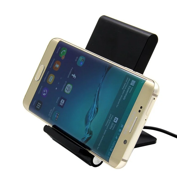 3 Coils Foldable Qi Wireless Charger Dock for iPhone 8/8 Plus/Samsung Galaxy Note7/ S7/S7 Edge Etc - Black