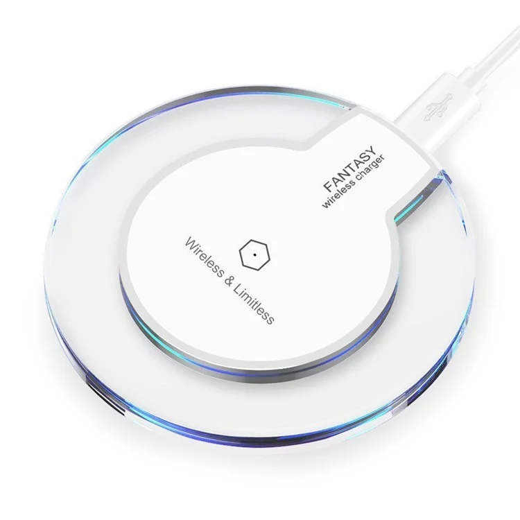 WP020 Qi Wireless Clear Charger Charging Pad para iPhone 8/8 Plus/Samsung S7 edge/S7 CE/Certificación RoHS - Blanco
