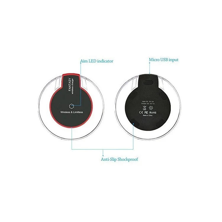 WP020 Qi Wireless Clear Charger Charging Pad para iPhone 8/8 Plus/Samsung S7 edge/S7 CE/Certificación RoHS - Blanco