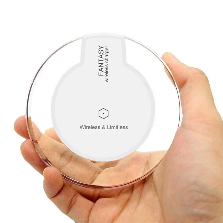 WP020 Qi Wireless Clear Charger Charging Pad para iPhone 8/8 Plus/Samsung S7 edge/S7 CE/Certificación RoHS - Blanco