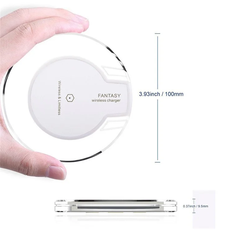 WP020 Qi Wireless Clear Charger Charging Pad para iPhone 8/8 Plus/Samsung S7 edge/S7 CE/Certificación RoHS - Blanco