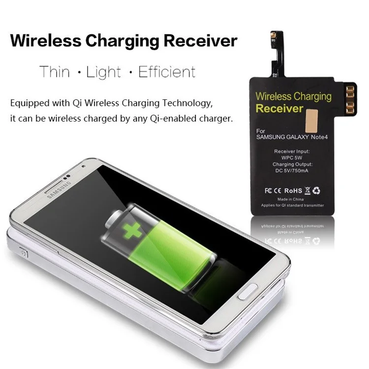 CE FCC RoHS TI Chip Qi Standard Wireless Charging Receiver for Samsung Galaxy Note 4 N910