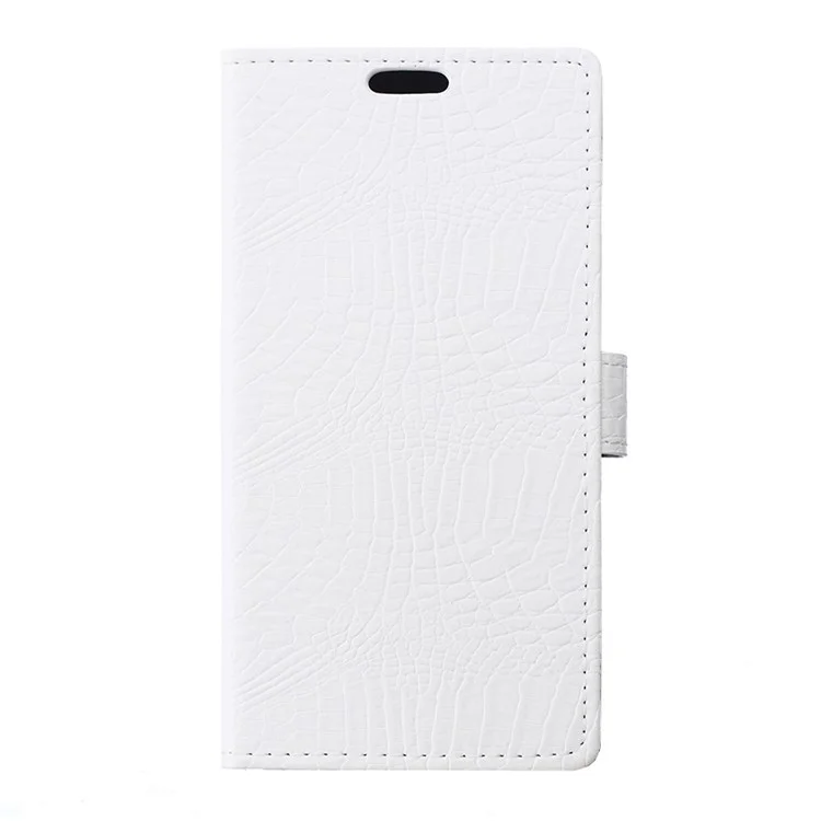 Crocodile Texture Leather Wallet Stand Cover for Alcatel Dawn 5027 - White