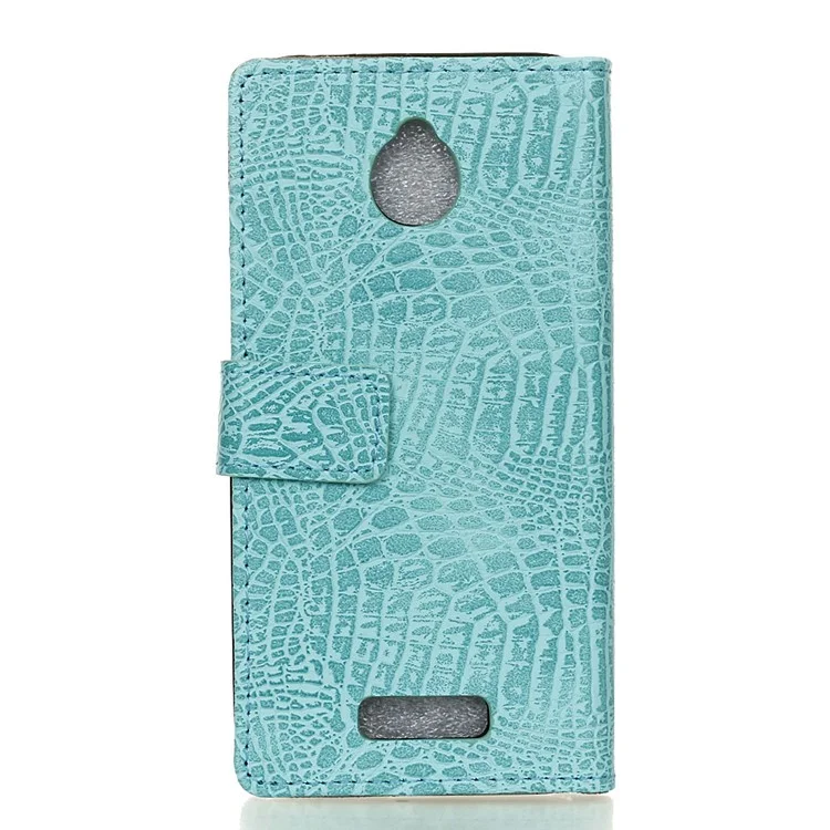 Crocodile Texture Leather Protector Case for Alcatel Dawn 5027 - Cyan