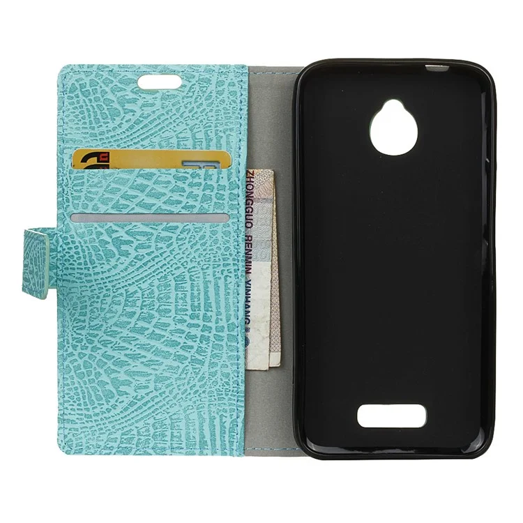 Crocodile Texture Leather Protector Case for Alcatel Dawn 5027 - Cyan