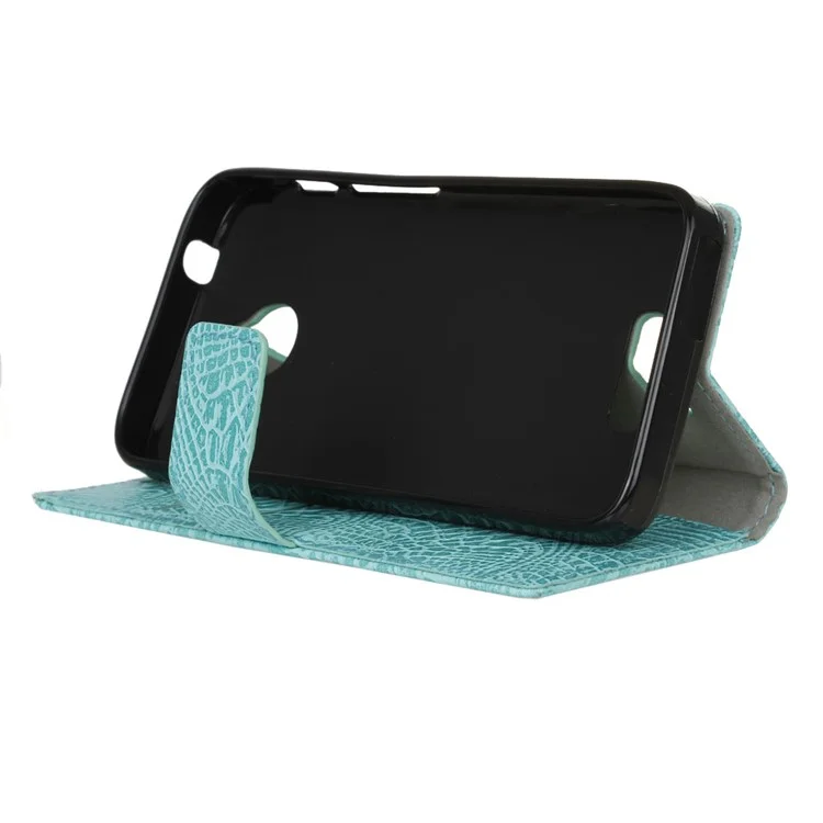 Crocodile Texture Leather Protector Case for Alcatel Dawn 5027 - Cyan