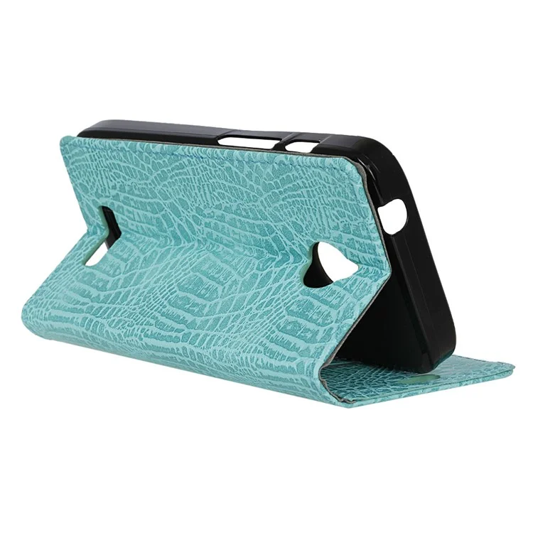 Crocodile Texture Leather Protector Case for Alcatel Dawn 5027 - Cyan