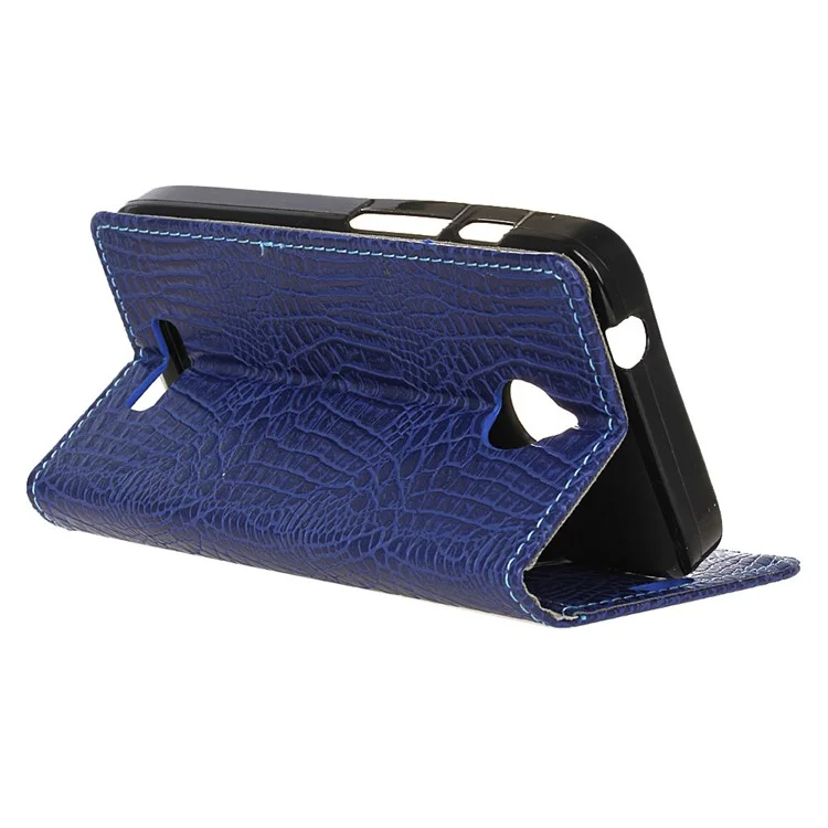 Crocodile Texture Flip Leather Wallet Shell Case for Alcatel Dawn 5027 - Dark Blue