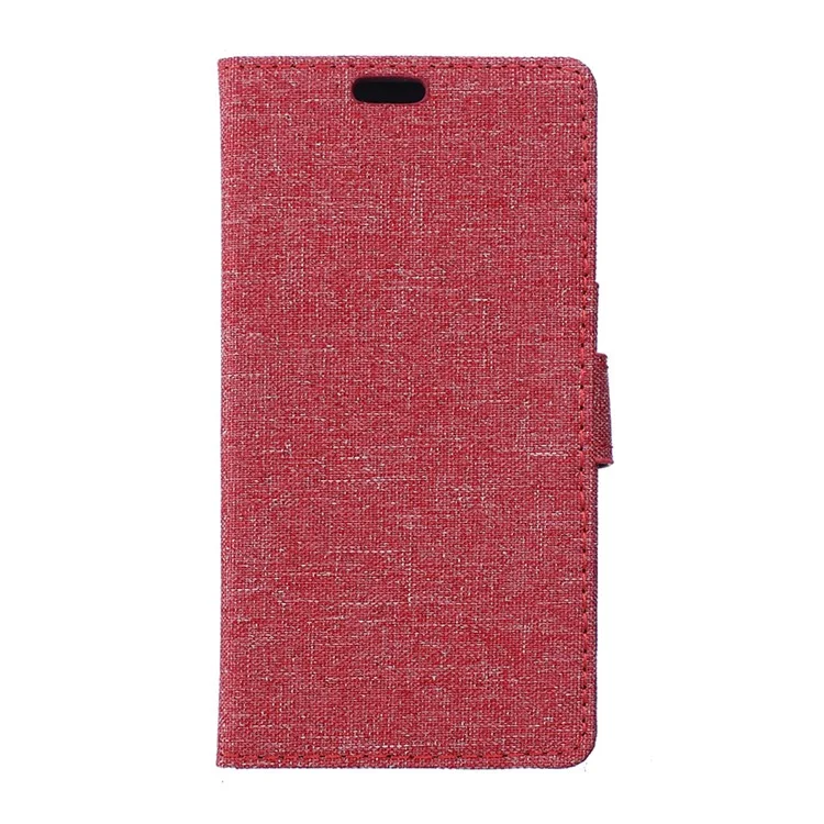 Linen Texture Wallet Stand Leather Case for Alcatel Dawn 5027 - Red
