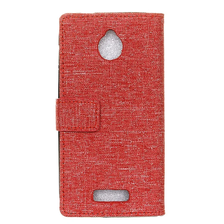 Linen Texture Wallet Stand Leather Case for Alcatel Dawn 5027 - Red
