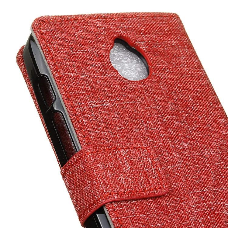 Linen Texture Wallet Stand Leather Case for Alcatel Dawn 5027 - Red