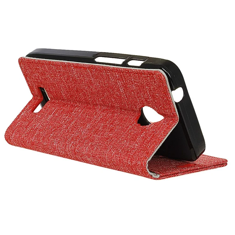 Linen Texture Wallet Stand Leather Case for Alcatel Dawn 5027 - Red
