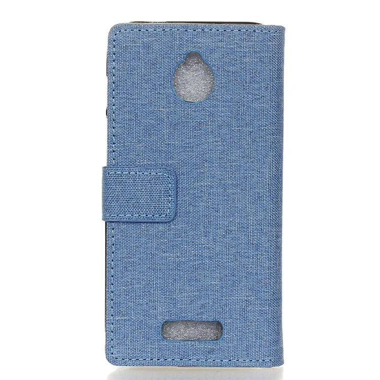 Linen Texture Wallet Stand Leather Cover for Alcatel Dawn 5027 - Baby Blue