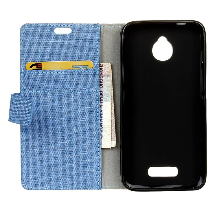 Linen Texture Wallet Stand Leather Cover for Alcatel Dawn 5027 - Baby Blue