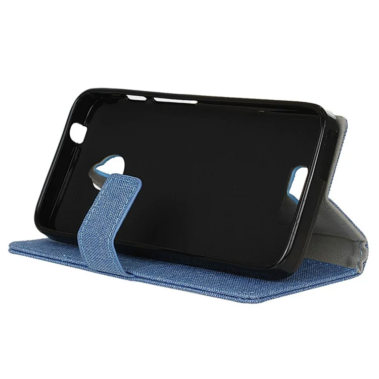Linen Texture Wallet Stand Leather Cover for Alcatel Dawn 5027 - Baby Blue