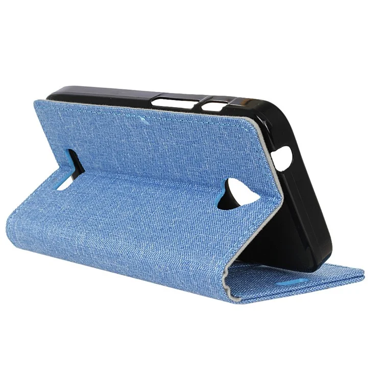 Linen Texture Wallet Stand Leather Cover for Alcatel Dawn 5027 - Baby Blue