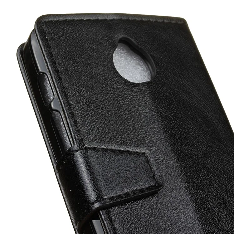 Crazy Horse Leather Wallet Case for Alcatel Dawn 5027 - Black