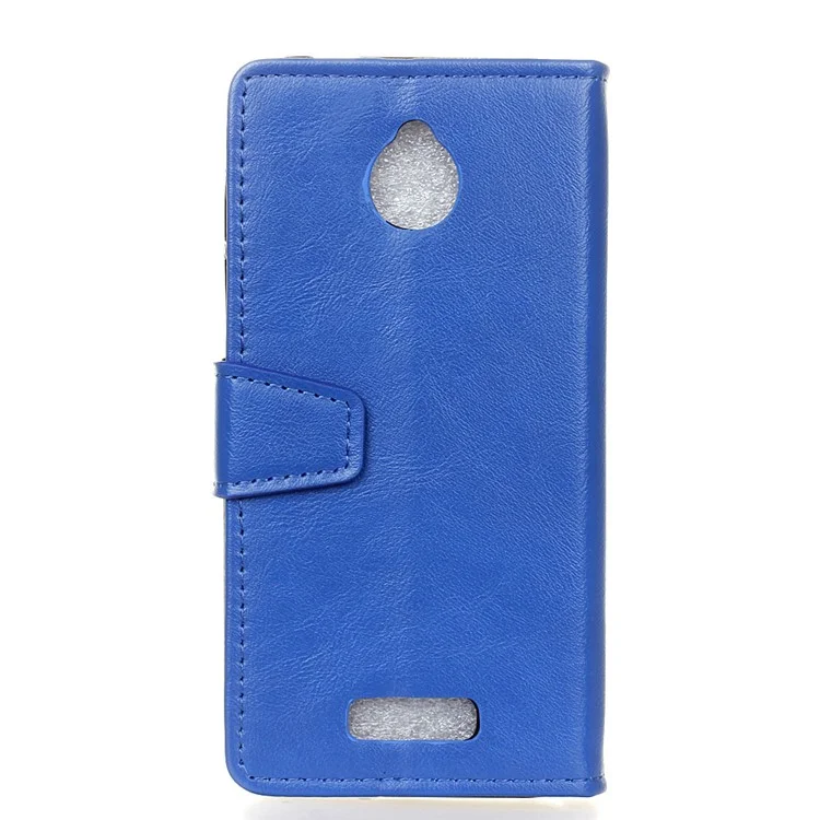Crazy Horse Phone Leather Wallet Case for Alcatel Dawn 5027 - Blue