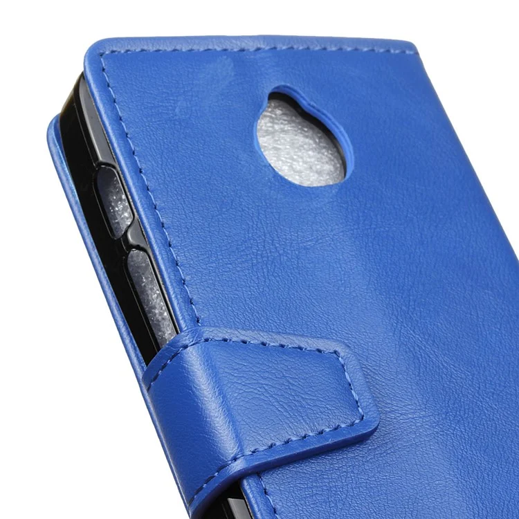Crazy Horse Phone Leather Wallet Case for Alcatel Dawn 5027 - Blue