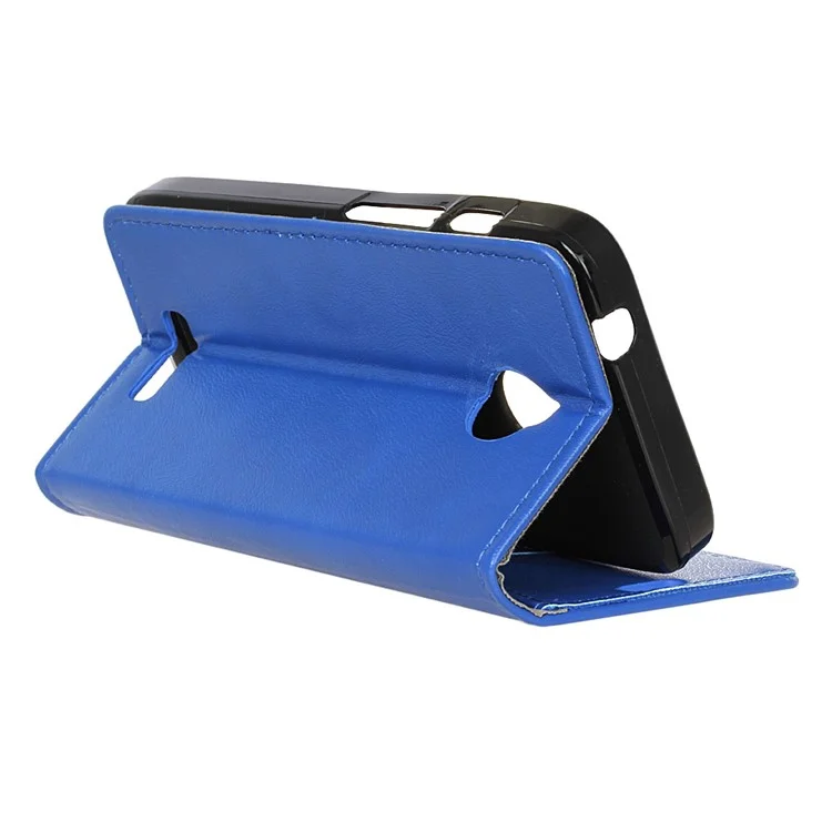 Crazy Horse Phone Leather Wallet Case for Alcatel Dawn 5027 - Blue