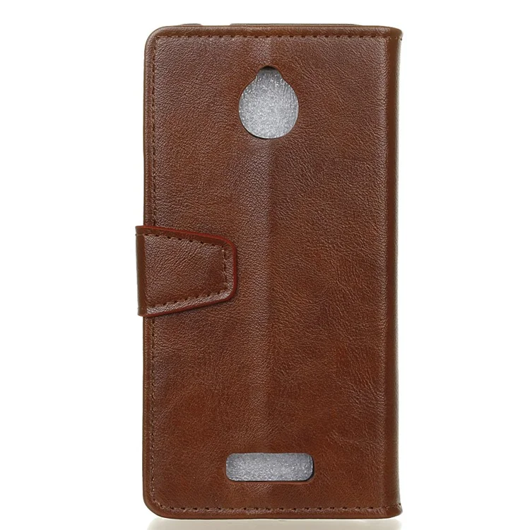 Crazy Horse Wallet Leather Stand Case for Alcatel Dawn 5027 - Brown