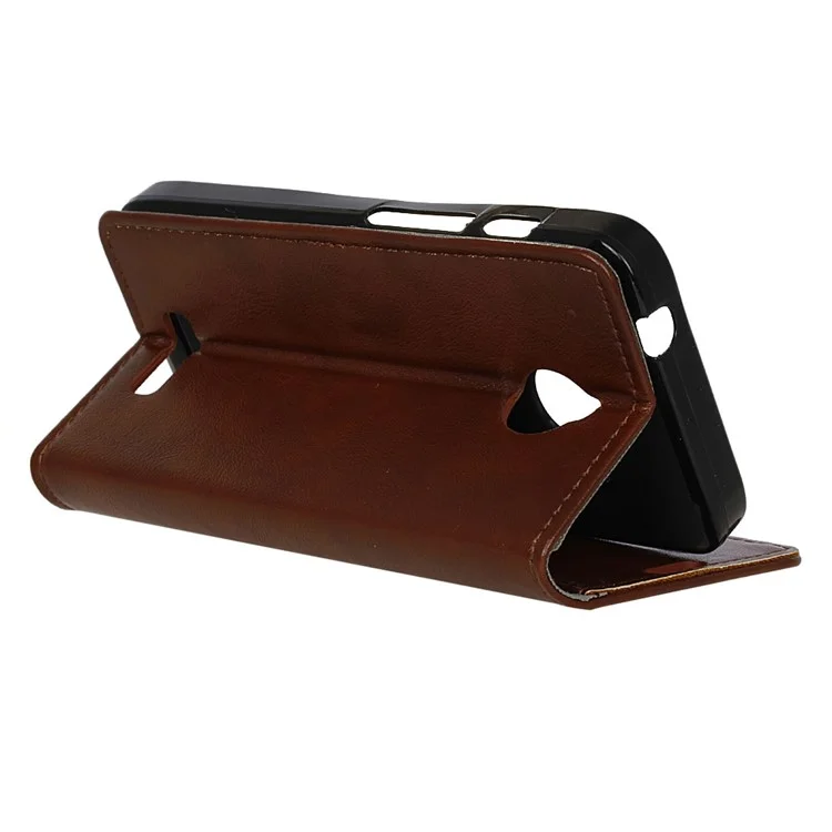 Crazy Horse Wallet Leather Stand Case for Alcatel Dawn 5027 - Brown