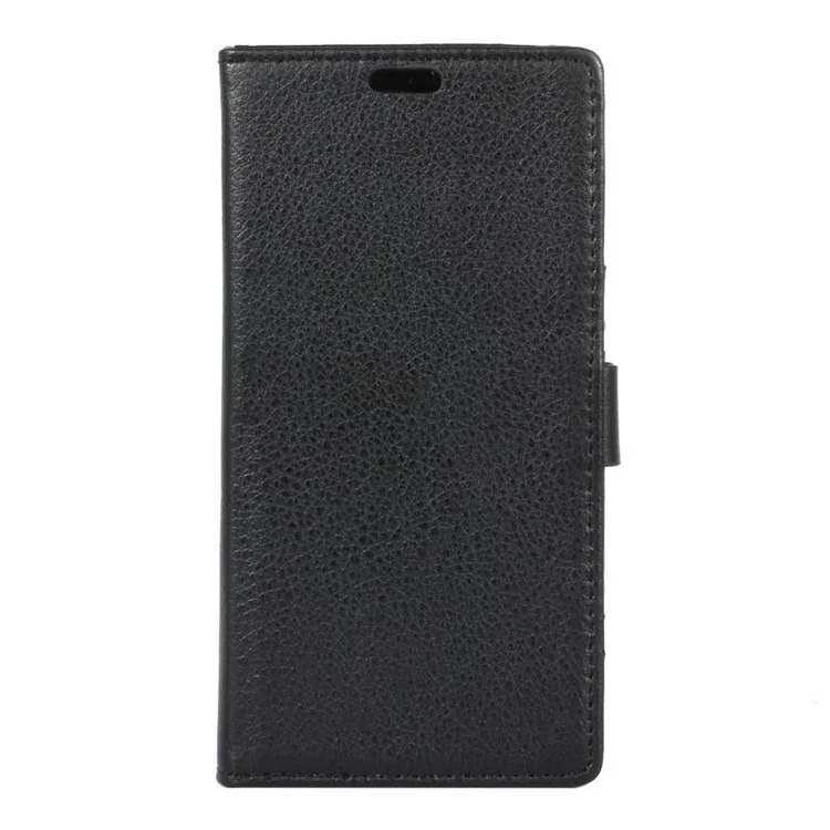Litchi Skin Leather Wallet Case for Alcatel Dawn 5027 - Black