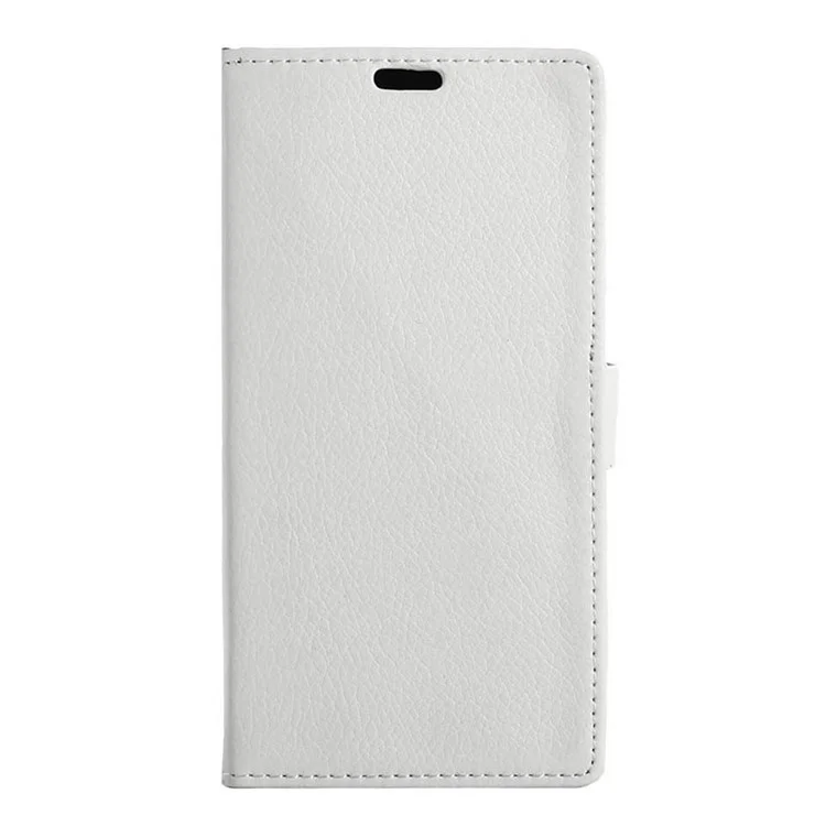Litchi Skin Leather Wallet Cover for Alcatel Dawn 5027 - White
