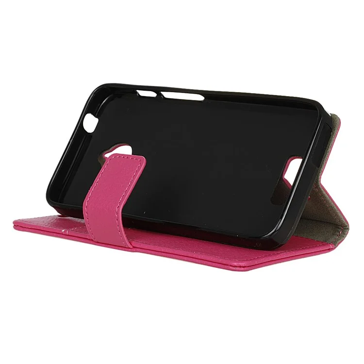Litchi Skin Phone Leather Wallet Case for Alcatel Dawn 5027 - Rose