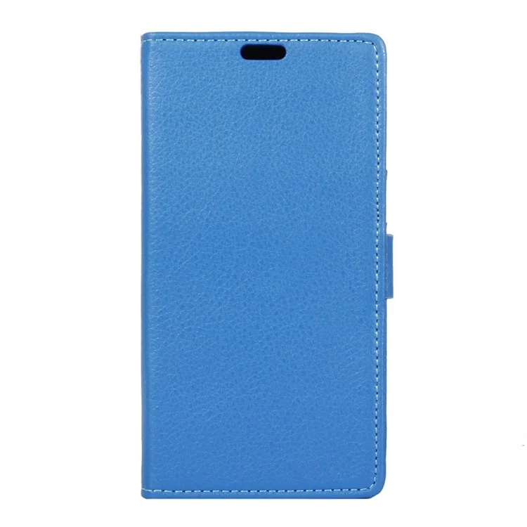 Litchi Skin Wallet Leather Stand Case for Alcatel Dawn 5027 - Blue