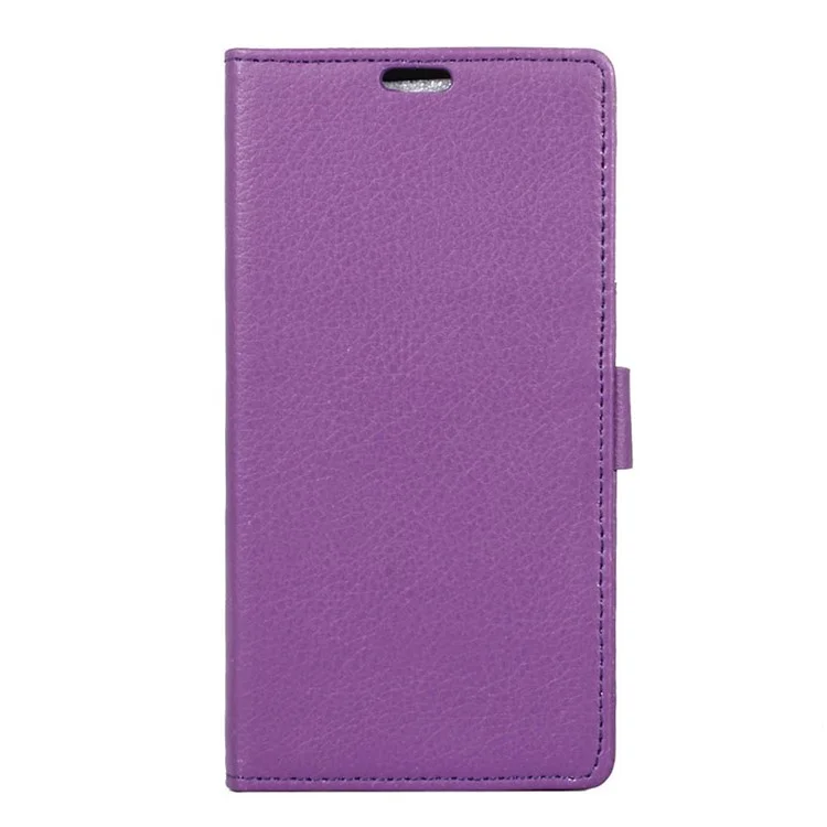 Litchi Skin Wallet Leather Stand Cover for Alcatel Dawn 5027 - Purple