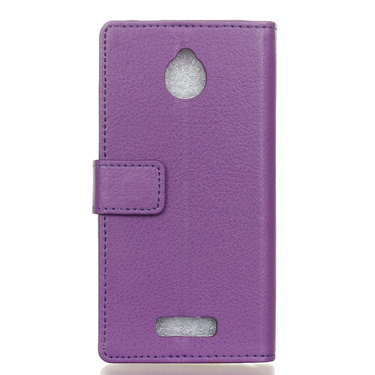 Litchi Skin Wallet Leather Stand Cover for Alcatel Dawn 5027 - Purple