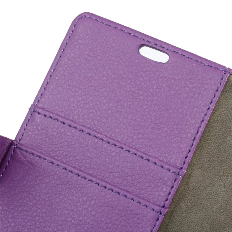 Litchi Skin Wallet Leather Stand Cover for Alcatel Dawn 5027 - Purple